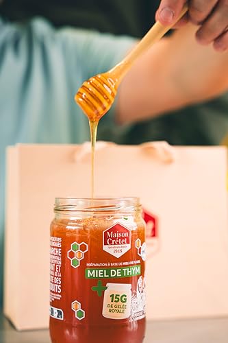 Maison Crétet - Miel de thym et Gelée Royale 800g - 16g de gelée royale par pot - Récolté dans les garrigues préservées 