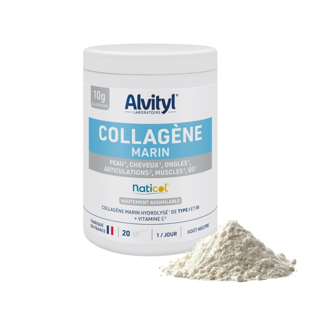 Collagène marin Alvityl 10g Vitamin C 210gr Peau Cheveux Ongles Articulations Muscles Os Assimilable
