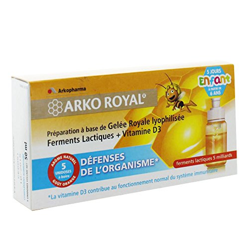 Arkopharma Arko Royal Défenses Naturelles pour Enfants Dès 6 Ans Forte Concentration de Ferments Lactiques 5 Doses 10 ml