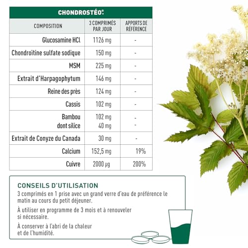GRANIONS CHONDROSTEO ARTICULATIONS Glucosamine Chondroïtine, MSM, Harpagophytum - Calcium pour Souplesse, Flexibilité, M