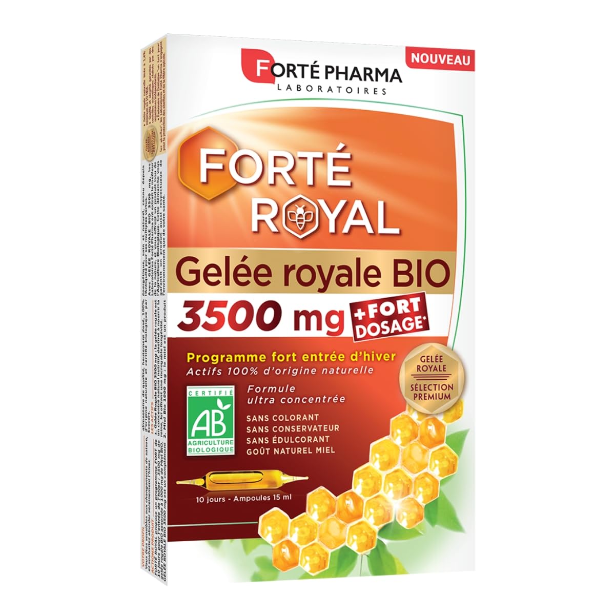 Forté Pharma - Gelée Royale Bio 3500 mg | Immunité | Personnes soucieuses de leur santé | Moment de détente | Renforce l