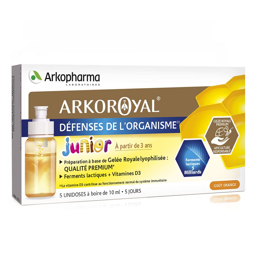 Arkopharma Arko Royal Défenses Naturelles pour Enfants Dès 6 Ans Forte Concentration de Ferments Lactiques 5 Doses 10 ml