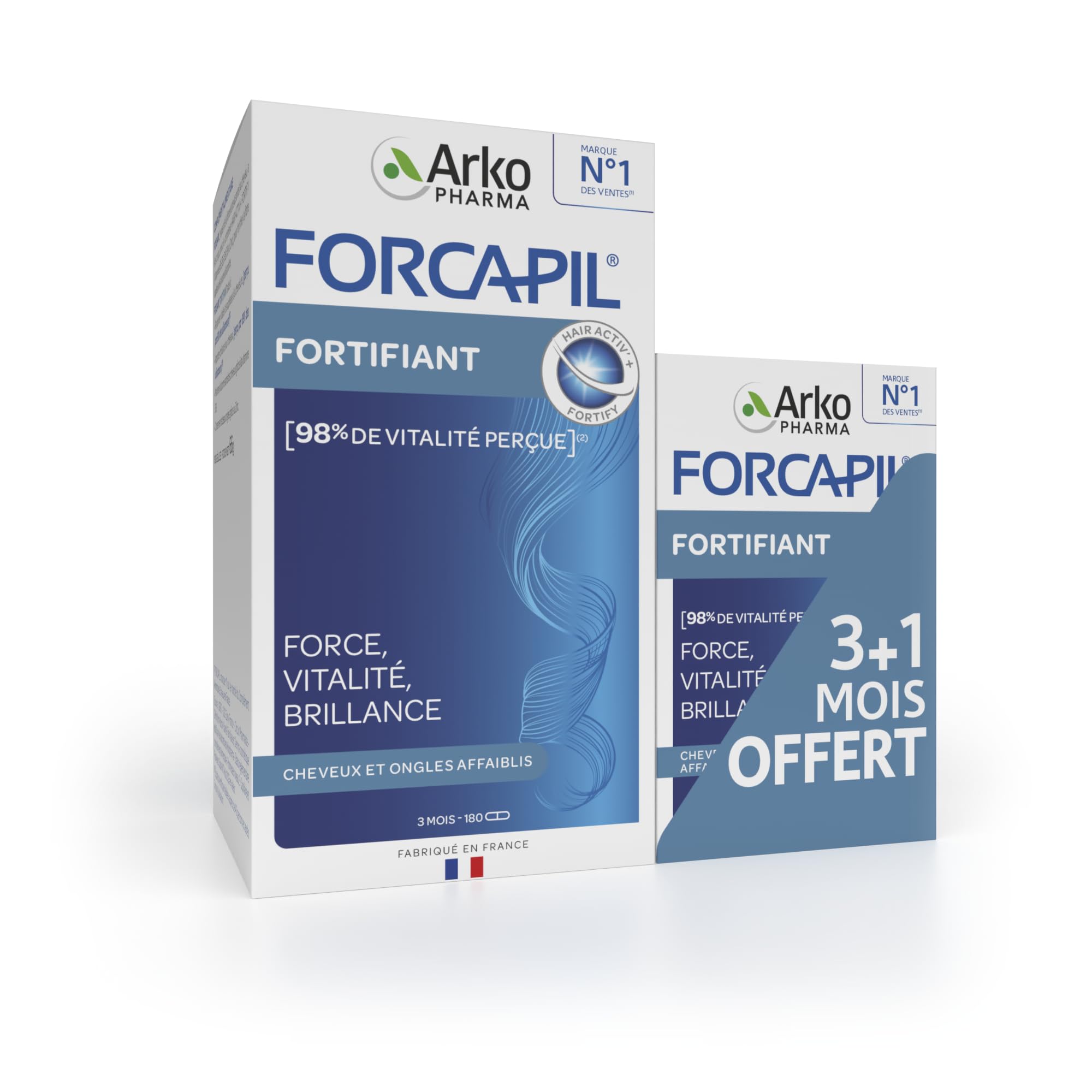 Arkopharma Forcapil Fortifiant Cheveux et Ongles Complément Alimentaire Renforce Fibre Capillaire Cure 4 Mois