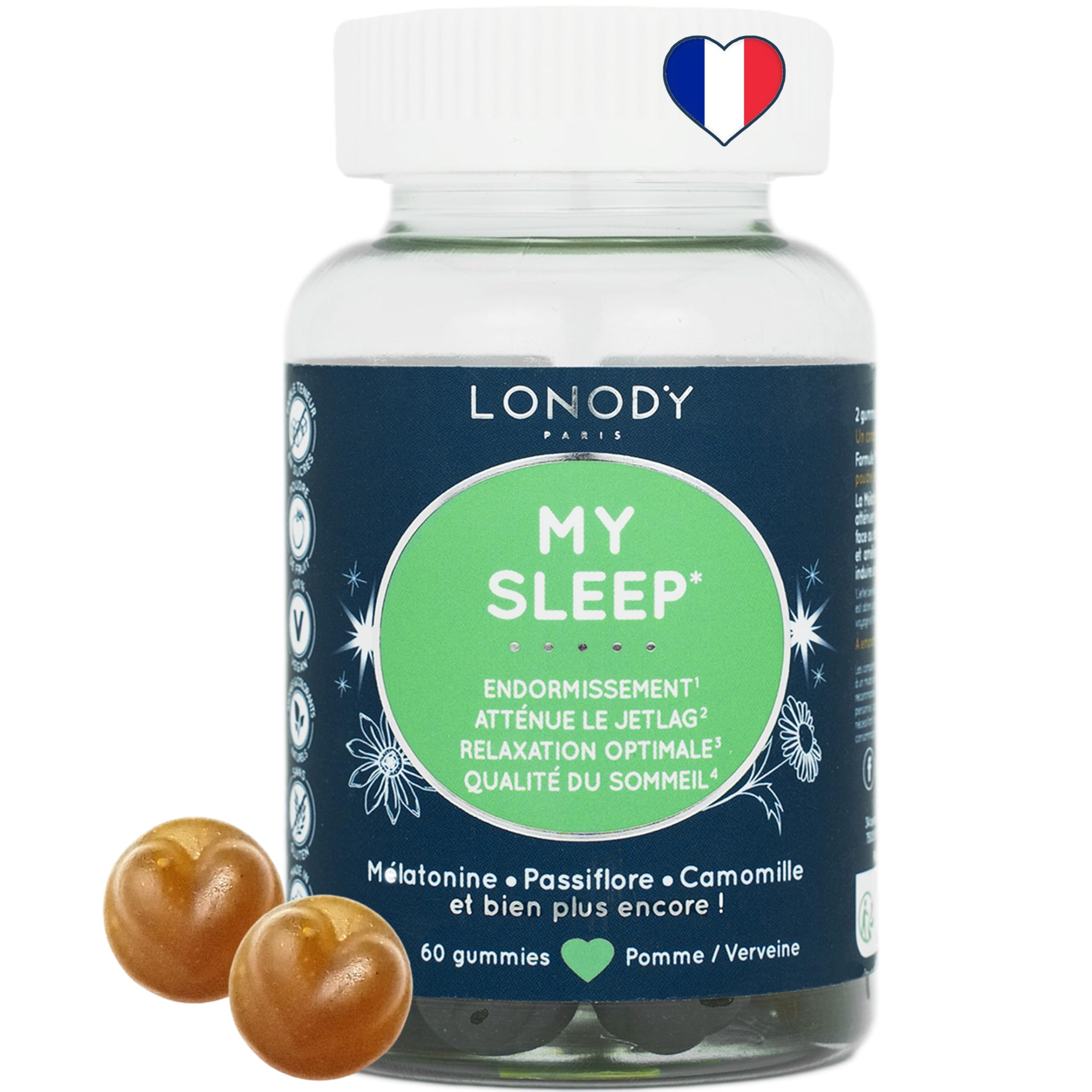 Lonody - Melatonin 1.9 mg Gummies, Sommeil Fort pour adultes, SANS SUCRE, Relaxation Naturelle, Sommeil Rapide, 1 Mois d